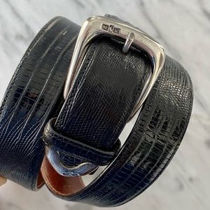 RALPH LAUREN black lizard sterling silver belt Unisex
